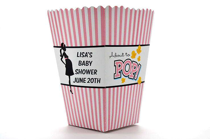 Ready To Pop Pink - Personalized Baby Shower Popcorn Boxes