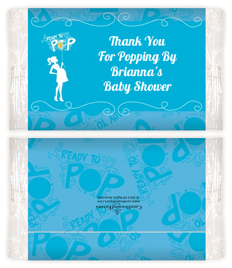 She's Ready To Pop Blue - Personalized Popcorn Wrapper Baby Shower Favors