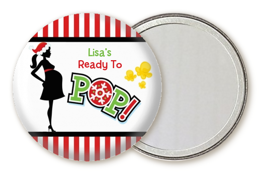She's Ready To Pop Christmas Edition - Personalized Baby Shower Pocket Mirror Favors