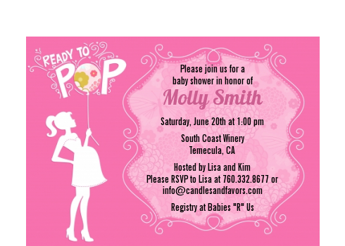 She's Ready To Pop Pink - Baby Shower Petite Invitations