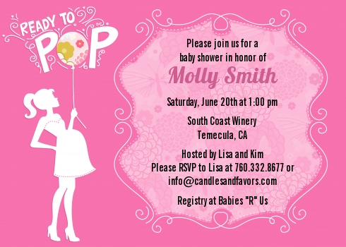 She's Ready To Pop Pink - Baby Shower Invitations