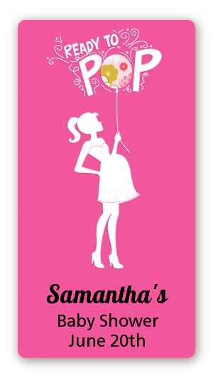 She's Ready To Pop Pink - Custom Rectangle Baby Shower Sticker/Labels