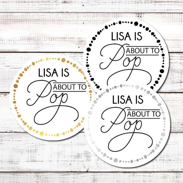 Ready To Pop® Metallic Dots Personalized Round Sticker Label