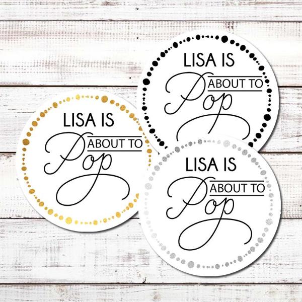 Ready To Pop® Metallic Dots Personalized Round Sticker Label