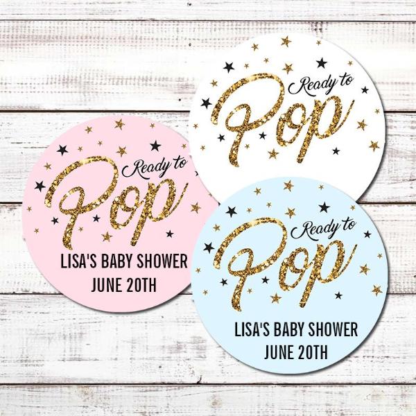 Ready To Pop® Gold Glitter Personalized Round Sticker Label