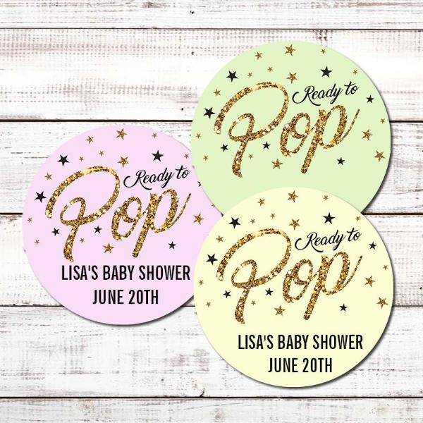 Ready To Pop® Gold Glitter Personalized Round Sticker Label