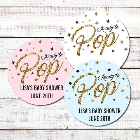 Ready To Pop® Gold Glitter Personalized Round Sticker Label