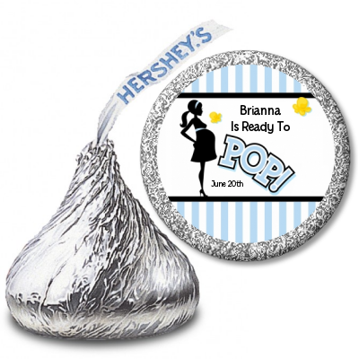 Ready To Pop® Blue Stripe Personalized Hershey Kiss Stickers