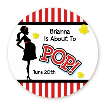 Ready To Pop® Red Stripe Personalized Round Sticker Label