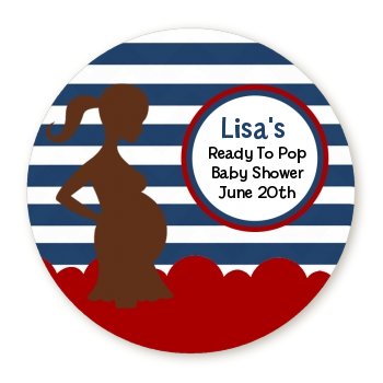 Ready To Pop® Baby Boy Blue Stripe - Personalized Round Sticker Label