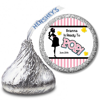 Ready To Pop® Pink Stripe Personalized Hershey Kiss Stickers