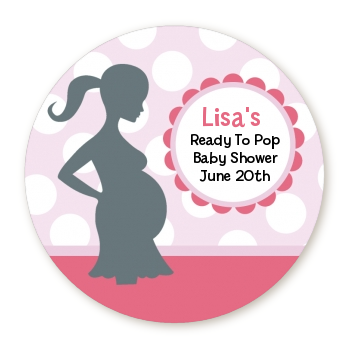 Ready To Pop® It's A Girl Baby Pink - Personalized Round Sticker Label