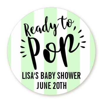 Ready To Pop® Mint Stripes Personalized Round Sticker Label