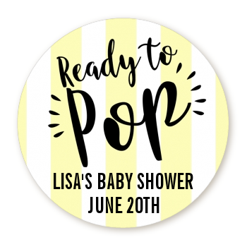 Ready To Pop® Yellow Stripes Personalized Round Sticker Label