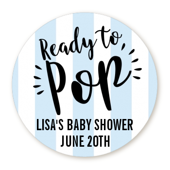 Ready To Pop® Blue Stripes Personalized Round Sticker Label