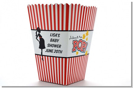 Ready to Pop® Personalized Baby Shower Popcorn Favor Box - Red Stripes
