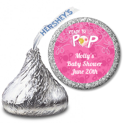 She's Ready To Pop® Pink Personalized Hershey Kiss Stickers